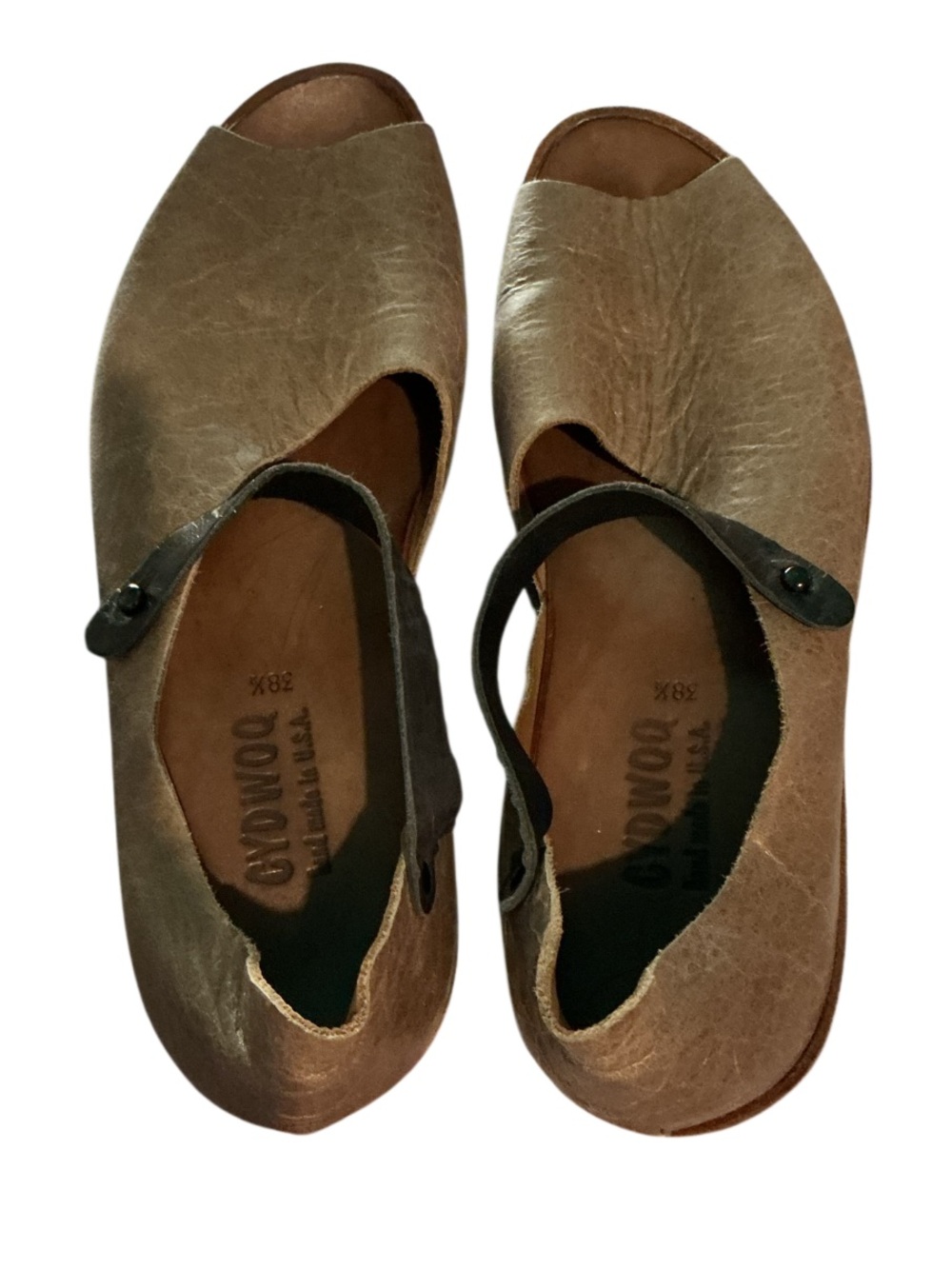 CYDWOQ Peaceful Open Toe Slip on Leather Flats